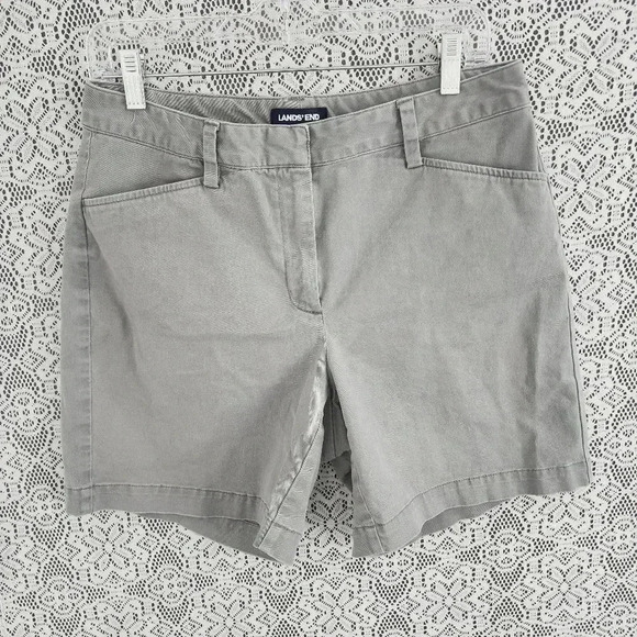 Lands' End bermuda chino women's shorts 8 gray - Picture 1 of 6